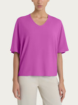 Blusa con scollo a V e manica al gomito in Ecoseta Viola Donna - Ragno