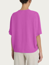 Blusa con scollo a V e manica al gomito in Ecoseta Viola Donna - Ragno