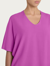 Blusa con scollo a V e manica al gomito in Ecoseta Viola Donna - Ragno