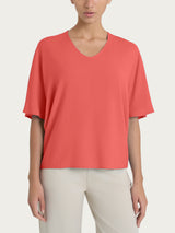 Blusa con scollo a V e manica al gomito in Ecoseta Rosa Donna - Ragno