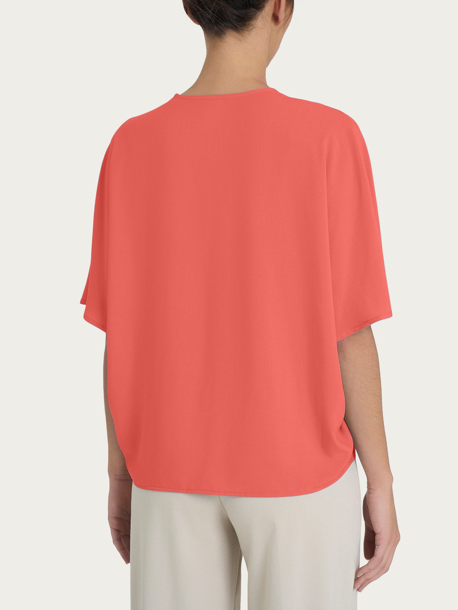 Blusa con scollo a V e manica al gomito in Ecoseta Rosa Donna - Ragno