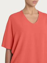 Blusa con scollo a V e manica al gomito in Ecoseta Rosa Donna - Ragno