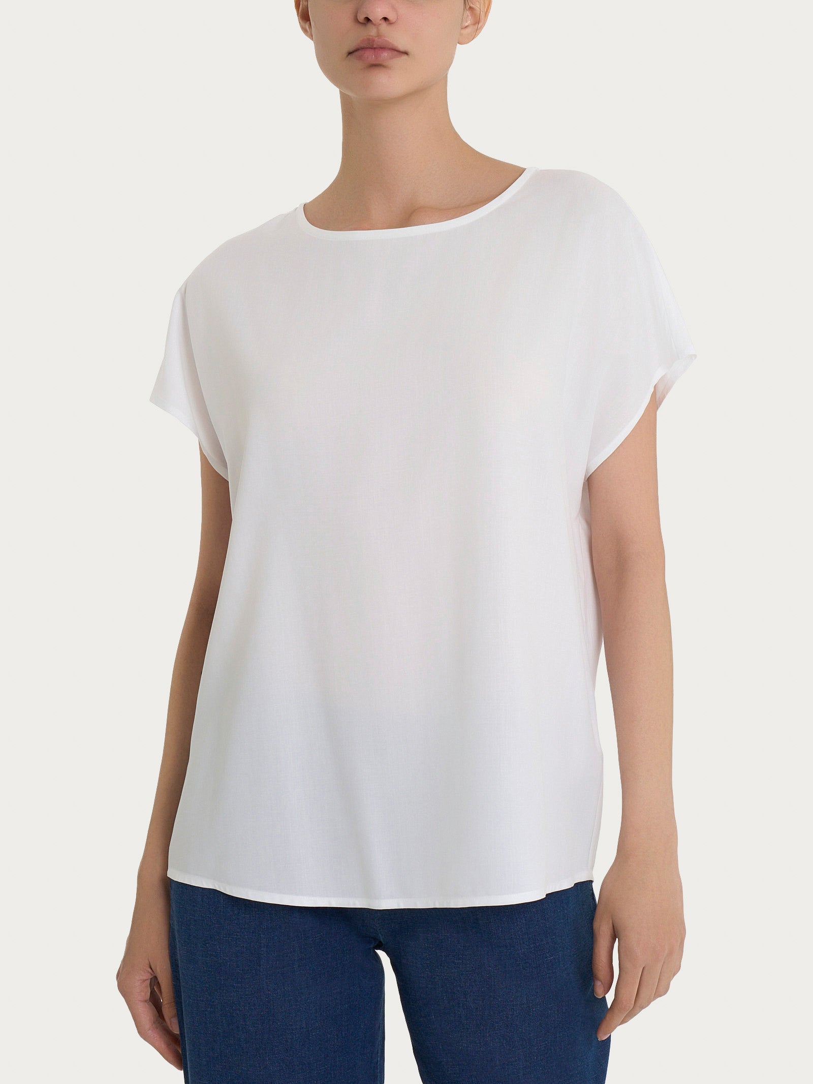 Blusa con manica Kimono in Ecoseta Bianco – Ragno