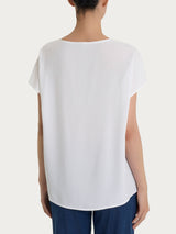 Blusa con manica Kimono in Voile di Viscosa Satin Bianchi Donna - Ragno