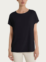 Blusa con manica Kimono in Voile di Viscosa Satin Neri Donna - Ragno