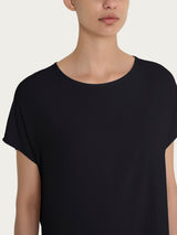 Blusa con manica Kimono in Voile di Viscosa Satin Neri Donna - Ragno