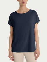 Blusa con manica Kimono in Voile di Viscosa Satin Blu Donna - Ragno
