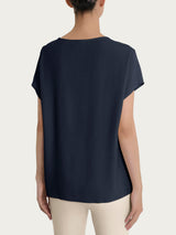 Blusa con manica Kimono in Voile di Viscosa Satin Blu Donna - Ragno