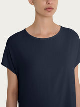 Blusa con manica Kimono in Voile di Viscosa Satin Blu Donna - Ragno