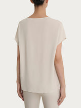 Blusa con manica Kimono in Voile di Viscosa Satin Bianchi Donna - Ragno
