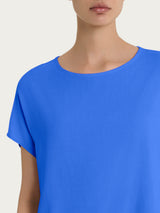 Blusa con manica Kimono in Ecoseta Blu Donna - Ragno