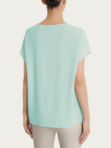 Blusa con manica Kimono in Voile di Viscosa Satin Verdi Donna - Ragno