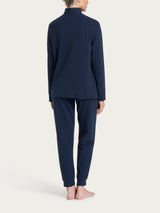 Pigiama a tuta in Eco Cotton Piquet Stretch Blu Donna - Ragno