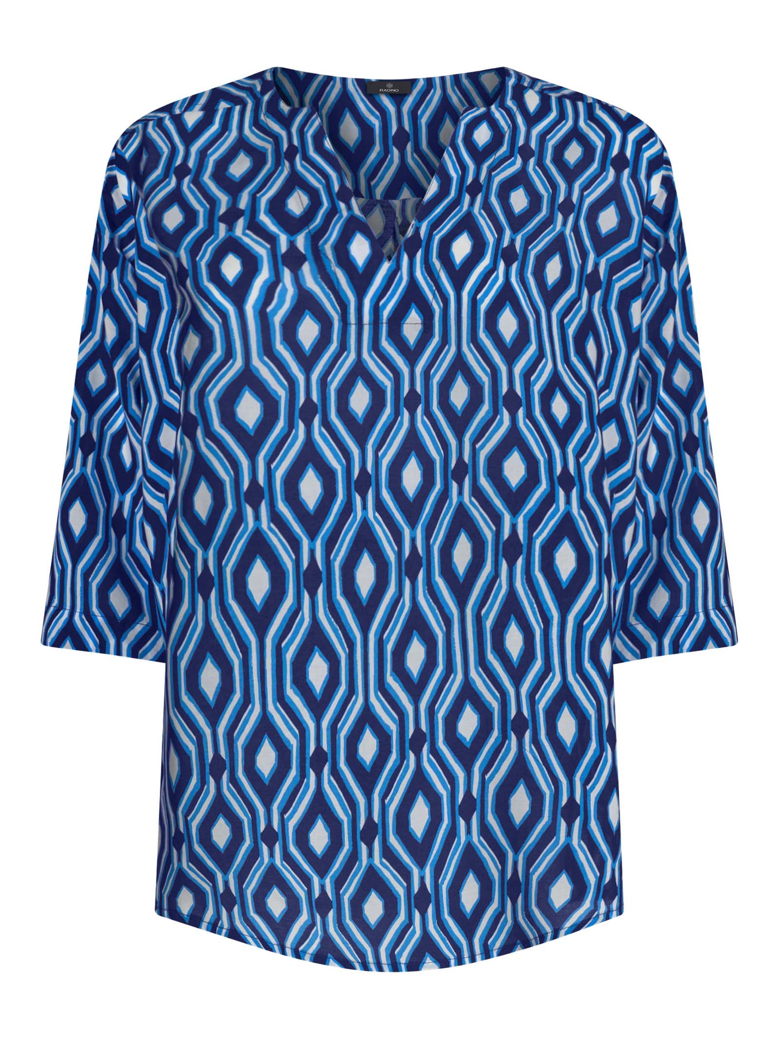 Surkana blusa in raso scollo a V blu