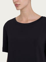 Maglietta con scollo a barchetta in Misto Viscosa Neri Donna - Ragno