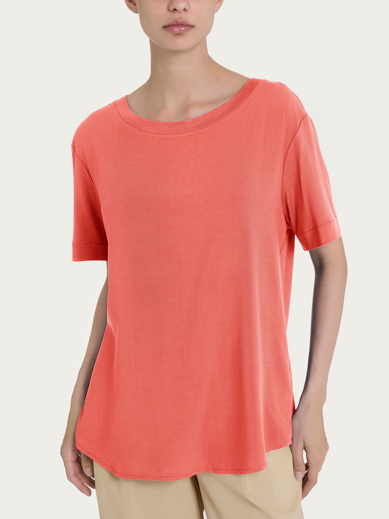 Camiseta de cuello barco en mezcla de viscosa Dubarry