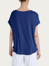 Maglietta con manica corta kimono in Misto Viscosa Blu Donna - Ragno