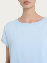Maglietta con manica corta kimono in Misto Viscosa Azzurri Donna - Ragno