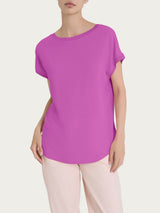 Maglietta con manica corta kimono in Misto Viscosa Viola Donna - Ragno