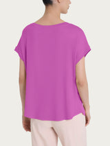 Maglietta con manica corta kimono in Misto Viscosa Viola Donna - Ragno