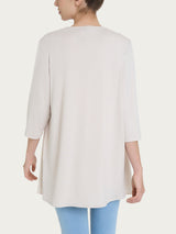 Cardigan con manica 3/4 in Misto Viscosa Bianchi Donna - Ragno