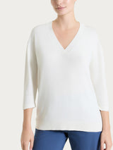 Maglia con scollo a V e con manica 3/4 in Summertime Bianchi Donna - Ragno