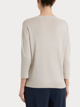 Summertime Bianco Damen Pullover mit V-Ausschnitt und 3/4 Ärmeln - Ragno