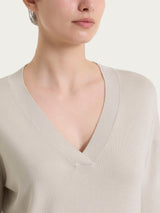 Summertime Bianco Damen Pullover mit V-Ausschnitt und 3/4 Ärmeln - Ragno