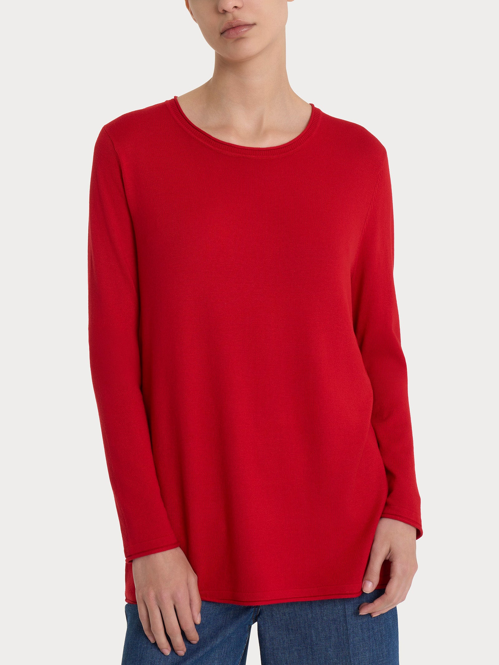 Maglia girocollo con manica lunga in Summertime Rossi Donna - Ragno