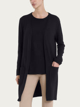 Cardigan lungo aperto in Summertime Neri Donna - Ragno