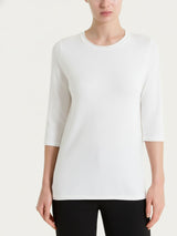 en Summertime Blanco Jersey de cuello redondo y manga 3/4 para mujer - Ragno