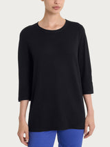 Jersey de cuello redondo con manga 3/4 «Summertime Negro» para mujer - Ragno