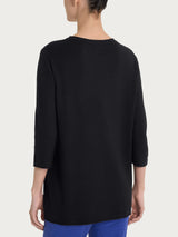 Jersey de cuello redondo con manga 3/4 «Summertime Negro» para mujer - Ragno