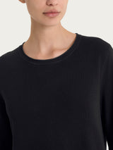Jersey de cuello redondo con manga 3/4 «Summertime Negro» para mujer - Ragno