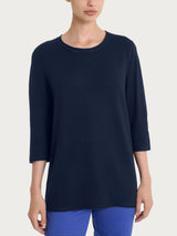 Maglia girocollo con manica 3/4 in Summertime Blu Donna - Ragno