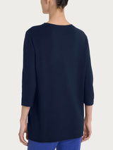 Maglia girocollo con manica 3/4 in Summertime Blu Donna - Ragno