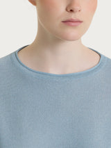 Maglia con manica a pipistrello in Crêpe Lurex Azzurri Donna - Ragno