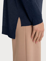 Maglia con scollo a V e manica lunga in Crêpe Lurex Blu Donna - Ragno