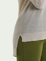 Maglia con scollo a V e manica lunga in Crêpe Lurex Bianchi Donna - Ragno