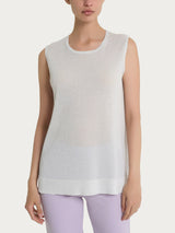 Maglia smanicata in Crêpe Lurex Bianchi Donna - Ragno