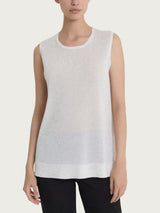 Maglia smanicata in Crêpe Lurex Bianchi Donna - Ragno