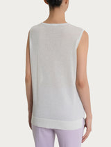 Maglia smanicata in Crêpe Lurex Bianchi Donna - Ragno