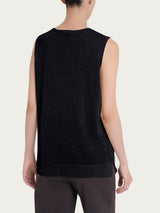 Maglia smanicata in Crêpe Lurex Neri Donna - Ragno