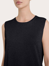 Maglia smanicata in Crêpe Lurex Neri Donna - Ragno