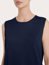 Maglia smanicata in Crêpe Lurex Blu Donna - Ragno