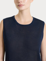 Maglia smanicata in Crêpe Lurex Blu Donna - Ragno