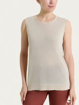 Maglia smanicata in Crêpe Lurex Bianchi Donna - Ragno