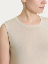 Maglia smanicata in Crêpe Lurex Bianchi Donna - Ragno