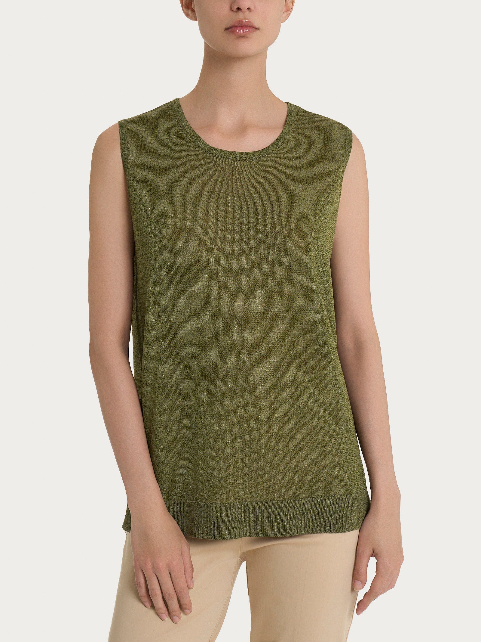 Maglia smanicata in Crêpe Lurex Verdi Donna - Ragno