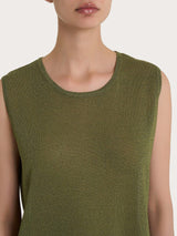 Maglia smanicata in Crêpe Lurex Verdi Donna - Ragno